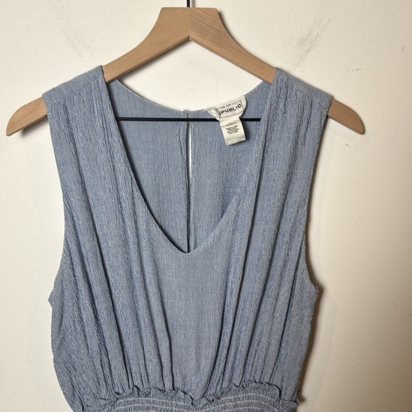 For the Republic Striped Sleeveless Jumpsuit with Pockets Blue and White size L - Picture 3 of 9